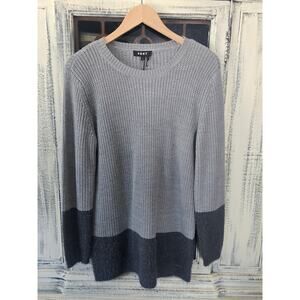 NWT DKNY Gray Color Block Tunic Sweater - Large